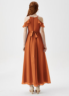 Azazie Chaya Junior Cinnamon A-Line Off the Shoulder Chiffon Dress image2