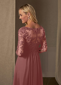 Azazie Hayek Mother of the Bride Dresses A-Line V-Neck Lace Chiffon Floor-Length Dress image6