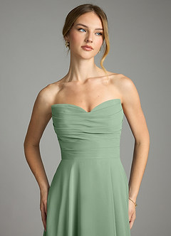 Azazie Ayla Abiti da Damigella Abito A-Line in Chiffon Scollo a Cuore Matcha image4