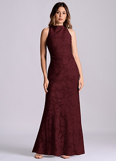 Azazie Evadne Suknie dla druhen Osłona Pofałdowany Kwiatowe wypalenie Do ziemi Sukienka image1