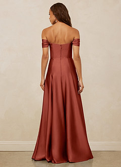 Christian Siriano Bridal for Azazie 1002 Brautjungfernkleider Wandelbar A-Linie Schulterfrei Stretch-Satin Kleid Terrakotta image6