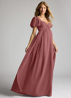 Azazie Madisynn Maternity Bridesmaid Dresses Bow Chiffon Floor-Length Dress image4