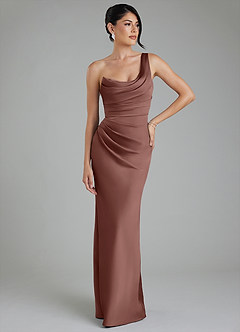 Azazie Sabrina Bridesmaid Dresses Espresso Mermaid Corset Stretch Satin Dress image7
