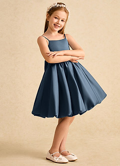 Azazie Davine Flower Girl Dresses Neptune A-Line Spaghetti Strap Matte Satin Dress image6