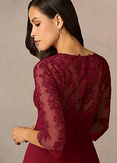 Azazie Poe Mother of the Bride Dresses Burgundy Sheath Lace Dress image5
