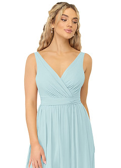 Azazie Kora Robes de demoiselle d'honneur Robe Trapèze en Mousseline de soie Plissée Verre De Mer image6