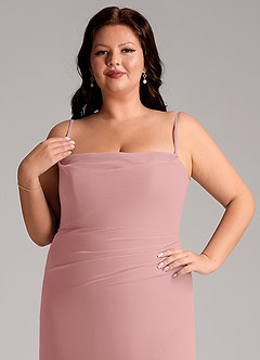 Azazie Leonis Bridesmaid Dresses Dusty Rose Sheath Strapless Chiffon Convertible Dress image15