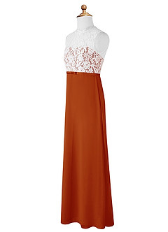 Azazie Rana Junior Paprika A-Line Lace Chiffon Dress image7