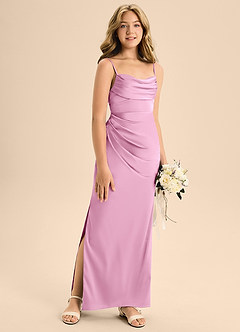 Azazie Mai Junior Candy Pink A-Line Sweetheart Neckline Stretch Satin Dress image3