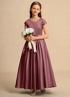 Azazie Bunny Junior Formal vestidos de niña de las flores Vestido de Rosa Del Desierto de Encaje de Princesa image3