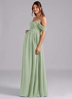 Azazie Saige Abiti da damigella d'onore premaman Abito A-Line Plissettato Chiffon Floor-Length image5