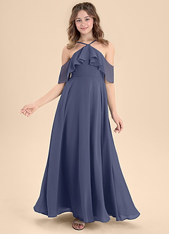 Azazie Tessabelle Junior Stormy A-Line Off the Shoulder Chiffon Dress image6