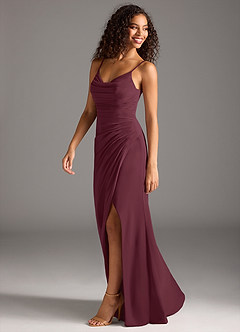 Azazie Deandra Brautjungfernkleider Meerjungfrau-Linie Plissee Chiffon Kleid Cabernetrot image3