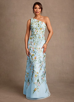 Azazie Bertie Mother of the Bride Dresses Sky Blue A-Line Lace Dress image1