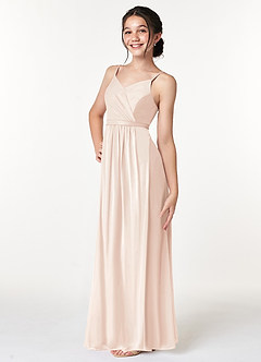 Azazie Luxy Junior Robe en Maille Plissée Rose Pâle image5