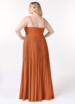 Azazie Vini Bridesmaid Dresses Cinnamon A-Line V-Neck Pleated Chiffon Dress image8