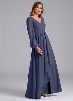 Azazie Liah Bridesmaid Dresses Stormy A-Line Long Sleeve Chiffon Dress image5