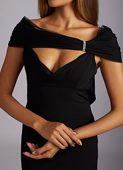 front Cinched Tulle Evening Stole