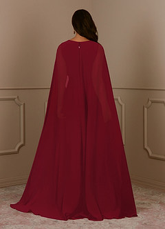 Azazie Isa Mother of the Bride Dresses Burgundy A-Line V-Neck Pleated Chiffon Dress image4