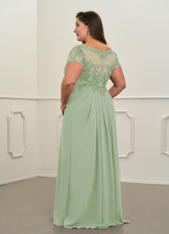 Azazie Dunja Mère de la mariée Robes Robe Trapèze en Mousseline de soie Col V en dentelle Vert Sauge image12