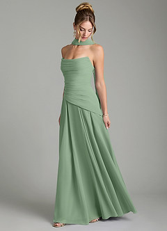 Azazie Gabriela Bridesmaid Dresses Matcha A-Line Corset Chiffon Dress image4