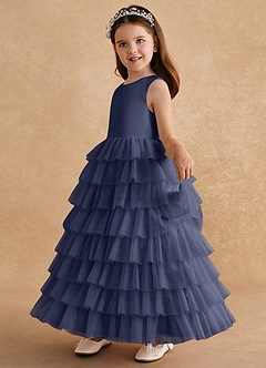 Azazie Twinkle Toes vestidos de niña de las flores Vestido de Tormenta de Tul de Corte En A con Lazo image4