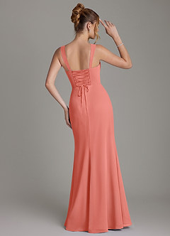 Azazie Agustina Bridesmaid Dresses Salmon Pink Mermaid Corset Chiffon Dress image7