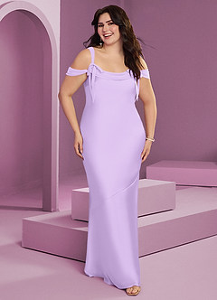 Barbie ♥ Azazie Bridesmaid Dresses Lilac Sheath Pleated Stretch Satin Dress image1