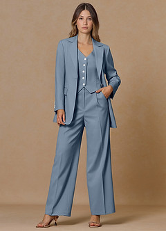 front Rowan Dusty Blue Refined Weave Performance 3-Piece Suit