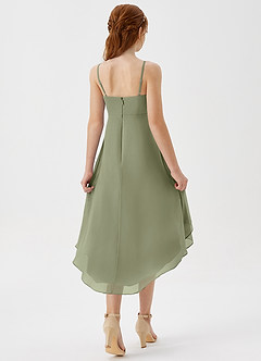 Azazie Mariam Junior A-Linie Plissee Chiffon Kleid Pistazie image6