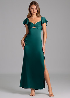 Azazie Demia Bridesmaid Dresses Peacock Sheath Sweetheart Neckline Stretch Satin Dress image1