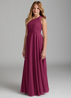 Azazie Charlize Junior A-Linie Gittergewebe Kleid Maulbeerrot image3