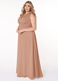 Azazie Fifi Bridesmaid Dresses Champagne Rose A-Line Strapless Chiffon Convertible Dress image15