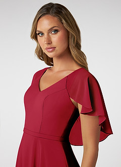 Azazie Jamie Brautjungfernkleider A-Linie Chiffon Kleid Scharlachrot image6