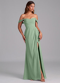 Azazie Johana Bridesmaid Dresses Matcha Mermaid Off the Shoulder Chiffon Convertible Dress image6