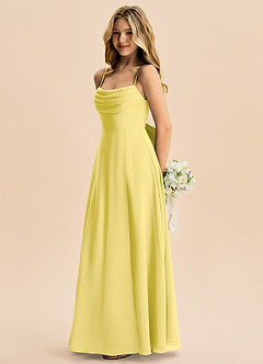 Azazie Bear Junior Canary A-Line Pleated Chiffon Dress image5