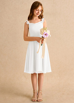Azazie Pup Flower Girl Dresses Ivory A-Line Pleated Chiffon Dress image3