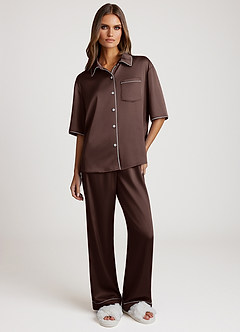 front Ensamble de Pyjama Manches Courtes en Satin