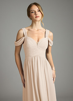 Azazie Lianne Bridesmaid Dresses White Alabaster A-Line Off the Shoulder Chiffon Dress image3