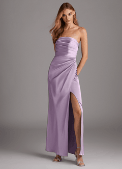 Azazie Lexie Robes de demoiselle d'honneur Robe Fourreau Convertible en Satin extensible Sans bretelle Frostiges Flieder image1