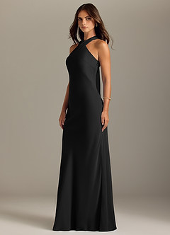 Azazie Doretta Bridesmaid Dresses Black Mermaid Pleated Chiffon Dress image4