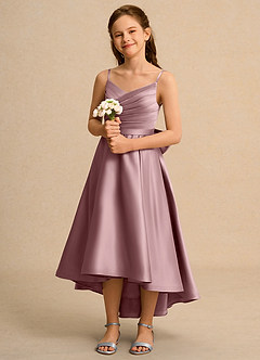 Azazie Sweets Girl Jurken voor bloemenmeisjes A-Lijn Jurk van Mat Satijn Geplooid Stoffige Roos image1