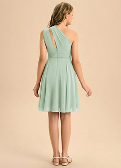 Azazie Charlize Junior Vestido de Agave de Gasa de Corte en A con Plisado image2