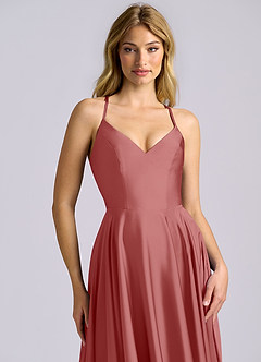 Azazie Truce Bridesmaid Dresses Antique Rose A-Line Stretch Satin Dress image7