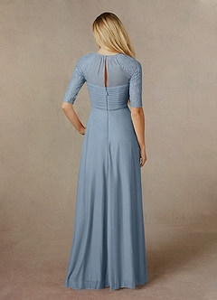 Azazie Raelyn Mother of the Bride Dresses Dusty Blue A-Line Lace Mesh Dress image2