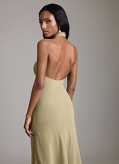 Azazie Lorena Bridesmaid Dresses Moss Green Mermaid Pleated Chiffon Dress image6