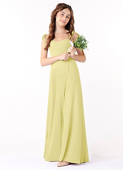 Azazie Rosey Junior Vestido de Sorbete De Limón de Gasa de Corte En A con Escote de Corazón image1