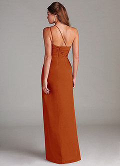 Azazie Eren Bridesmaid Dresses Paprika Sheath One Shoulder Chiffon Dress image7