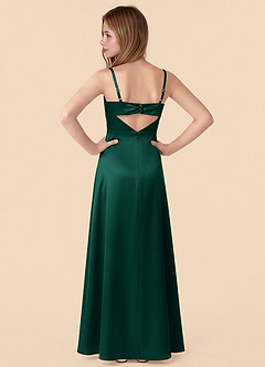 Azazie Renna Junior Emerald Mermaid Pleated Stretch Satin Dress image2