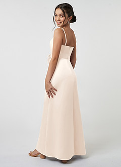 Azazie Anina Junior White Alabaster A-Line Bow Matte Satin Dress image6